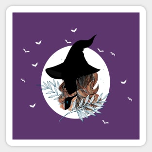 Silueta de una bruja bella Sticker